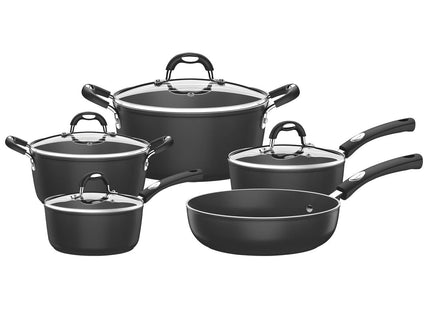 Batería de Cocina Tramontina Mônaco Induction en Aluminio con Revestimiento Interno y Externo Antiadherente Starflon Premium Negro 5 Piezas