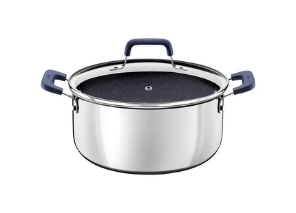 Batería de Cocina Tramontina Romagna en Acero Inoxidable y Aluminio con Revestimiento Interno Cerámico Black Stone 4 Piezas