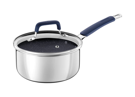 Batería de Cocina Tramontina Romagna en Acero Inoxidable y Aluminio con Revestimiento Interno Cerámico Black Stone 4 Piezas
