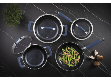 Batería de Cocina Tramontina Romagna en Acero Inoxidable y Aluminio con Revestimiento Interno Cerámico Black Stone 4 Piezas