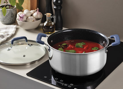 Batería de Cocina Tramontina Romagna en Acero Inoxidable y Aluminio con Revestimiento Interno Cerámico Black Stone 4 Piezas