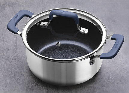 Batería de Cocina Tramontina Romagna en Acero Inoxidable y Aluminio con Revestimiento Interno Cerámico Black Stone 4 Piezas