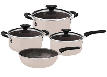 Batería de Cocina Tramontina Tunis en Aluminio con Revestimiento Interno Cerámico y Externo Siliconado Rosa 4 Piezas