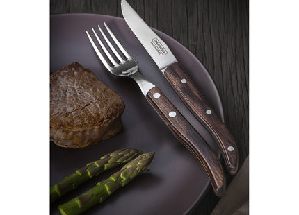 Cuchillo para Asado Tramontina Paisano con Lámina de Acero Inoxidable y Mango de Madera Tratada Polywood Castaño 4"