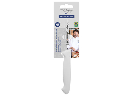 Cuchillo para Legumbres y Frutas Tramontina Premium con Lámina de Acero Inoxidable y Mango de Polipropileno Blanco 4"