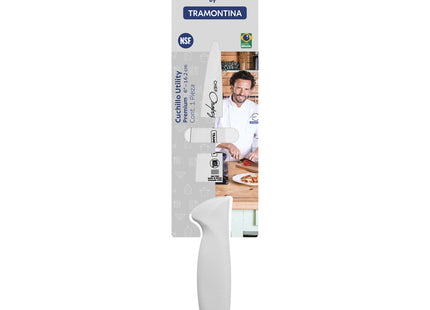 Cuchillo Utility Tramontina Ultracorte con Lámina de Acero Inoxidable y Mango de Polipropileno Blanco de 6"