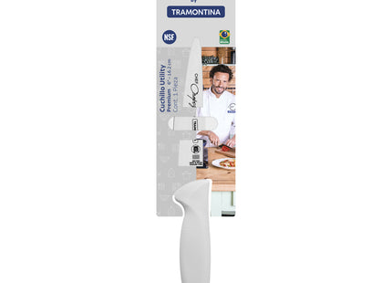 Cuchillo Utility Tramontina Ultracorte con Lámina de Acero Inoxidable y Mango de Polipropileno Blanco de 6"