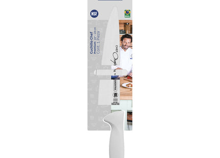 Cuchillo Chef Tramontina Premium con Lámina de Acero Inoxidable y Mango de Polipropileno Blanco10"