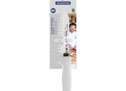 Cuchillo Santoku Tramontina Premium con Lámina de Acero Inoxidable y Mango de Polipropileno Blanco 7"