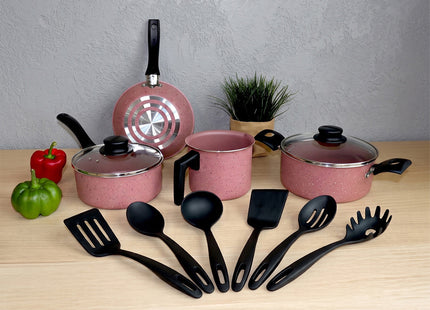 Batería de Cocina Tramontina Práctica 12 Piezas Rosa