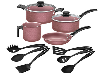Batería de Cocina Tramontina Práctica 12 Piezas Rosa