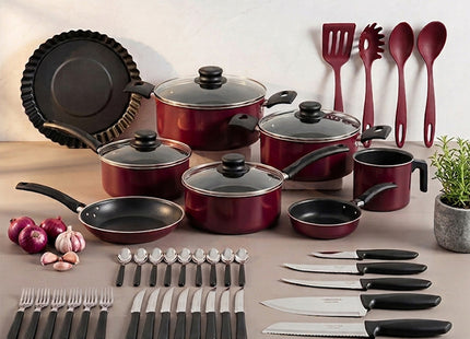 Batería de Cocina Tramontina Práctica 45 Piezas Roja