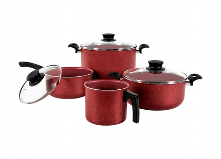 BATERIA DE COCINA GENOVA 15 PIEZAS COLOR ROJO