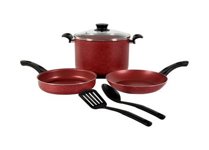 BATERIA DE COCINA GENOVA 15 PIEZAS COLOR ROJO