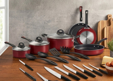 Batería de Cocina Tramontina Aluminio de Alta Gama 22 Piezas Roja