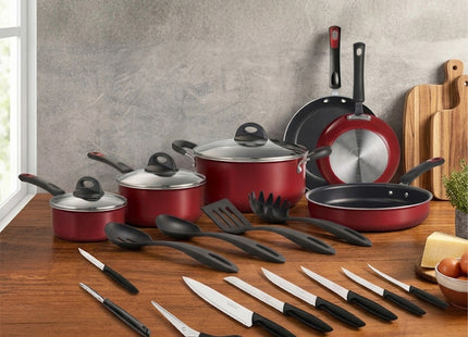 Batería de Cocina Tramontina Aluminio de Alta Gama 22 Piezas Roja