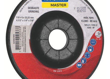 Disco de desbaste en acero y metales ferrosos en general 4.1/2" Tramontina MASTER