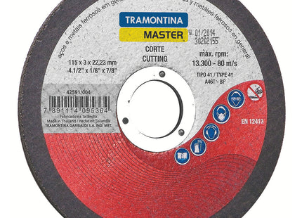 Disco de corte en aceros y metales ferrosos en general 4.1/2" Tramontina MASTER
