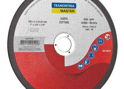 Disco de corte en aceros y metales ferrosos en general 7" Tramontina MASTER