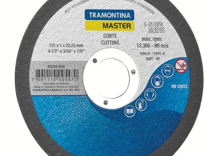 Disco de corte Fino para aceros inoxidables 4.1/2" Tramontina MASTER