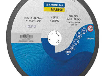 Disco de corte Fino para aceros inoxidables 9" Tramontina MASTER