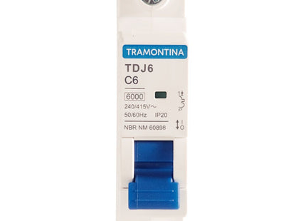 Mini disyuntor TDJ6 1 P 6 A 6 kA curva C Tramontina