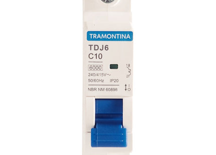 Mini disyuntor TDJ6 1 P 10 A 6 kA curva C Tramontina