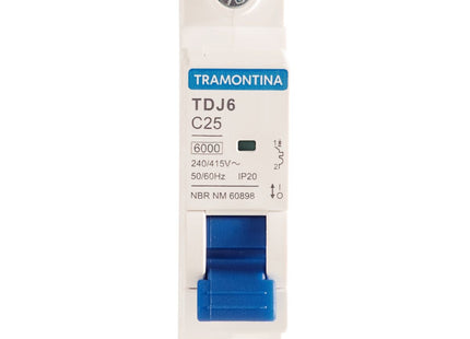 Mini disyuntor TDJ6 1 P 25 A 6 kA curva C Tramontina