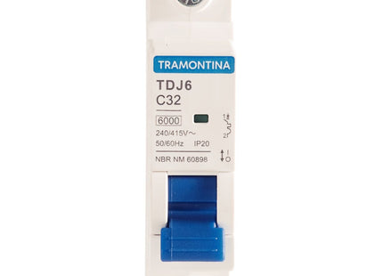 Mini disyuntor TDJ6 1 P 32 A 6 kA curva C Tramontina