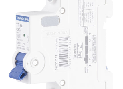 Mini disyuntor TDJ6 1 P 63 A 6 kA curva C Tramontina