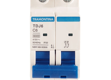 Mini disyuntor TDJ6 2 P 6 A 6 kA curva C Tramontina