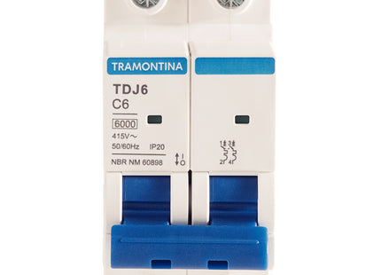 Mini disyuntor TDJ6 2 P 6 A 6 kA curva C Tramontina
