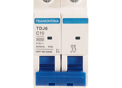 Mini disyuntor TDJ6 2 P 10 A 6 kA curva C Tramontina