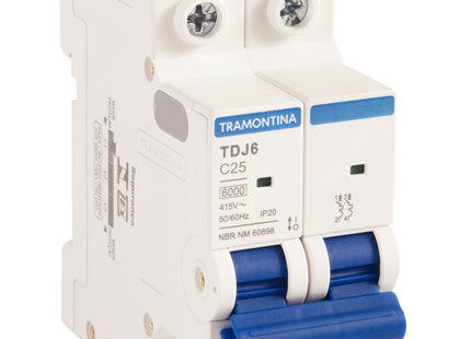 Mini disyuntor TDJ6 2 P 25 A 6 kA curva C Tramontina