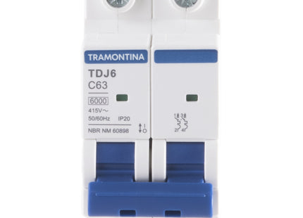 Mini disyuntor TDJ6 2 P 63 A 6 kA curva C Tramontina