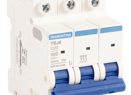 Mini disyuntor TDJ6 3 P 20 A 6 kA curva C Tramontina