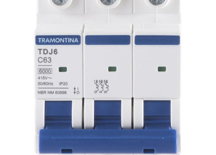 Mini disyuntor TDJ6 3 P 63 A 6 kA curva C Tramontina