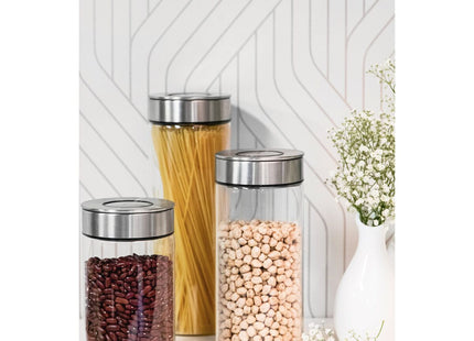 Contenedor de vidrio Purezza con tapa de acero inoxidable de 1.4l Tramontina