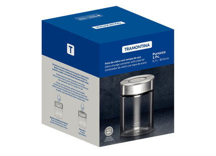 Contenedor de vidrio Purezza con tapa de acero inoxidable de 0.7l Tramontina