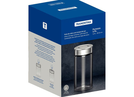 Contenedor de vidrio Purezza con tapa de acero inoxidable de 1l  Tramontina