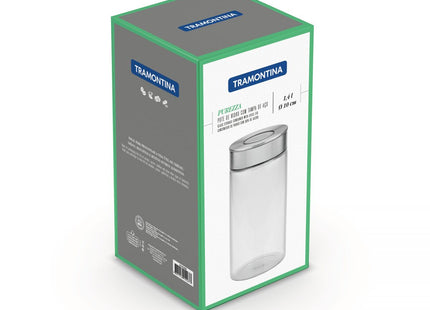 Contenedor de vidrio Purezza con tapa de acero inoxidable de 1.4l Tramontina