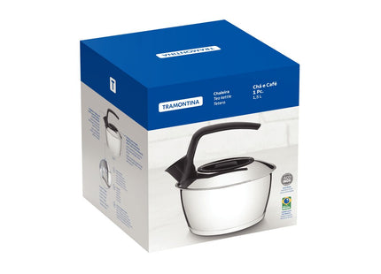 Tetera Tramontina de acero inoxidable con fondo triple mango negro 1.5 L