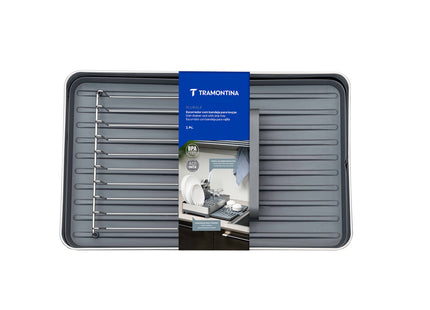 Escurridor de Vajilla Tramontina Plurale en Acero Inoxidable y Polipropileno con Porta Cubiertos Grafito