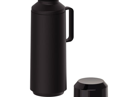 Termo Tramontina Exata en Plástico Negro con Ampolla de Vidrio y Tapa Roscable 1 L