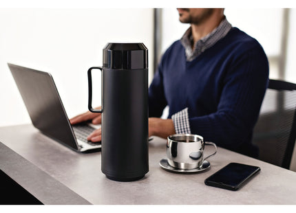 Termo Tramontina Exata en Plástico Negro con Ampolla de Vidrio y Tapa Roscable 1 L