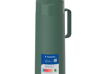 Termo Tramontina Exata en Plástico Verde con Ampolla de Vidrio y Tapa Roscable 1 L