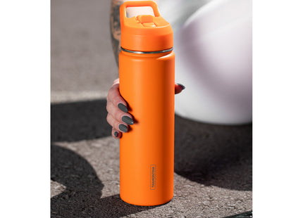 Termo Tramontina 650 ml en Acero Revestido Naranja con Sorbete