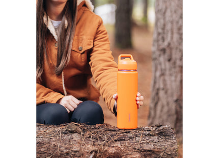Termo Tramontina 650 ml en Acero Revestido Naranja con Sorbete