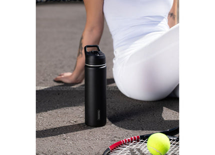 Termo con Sorbete Tramontina 650 ml en Acero Revestido Negro