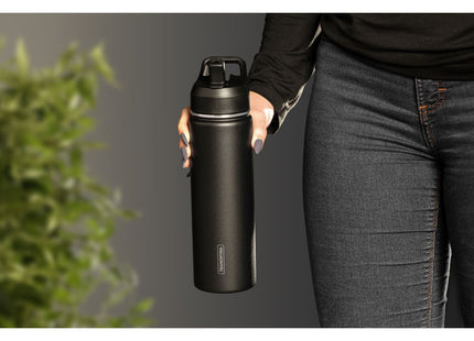 Termo con Sorbete Tramontina 650 ml en Acero Revestido Negro